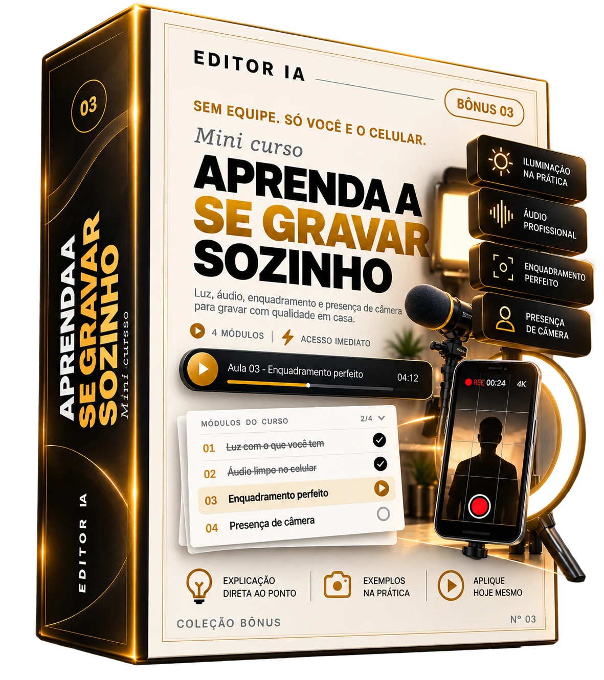 Caixa do bônus Mini curso Aprenda a se Gravar Sozinho